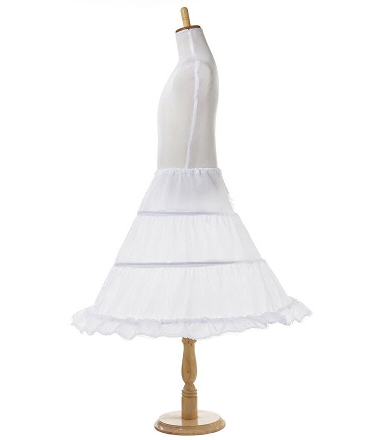 Taille unique blanc sous-jupe taille élastique cordon pour enfants filles fleur jupe avec princesse 3 cerceaux jupon princesse porter