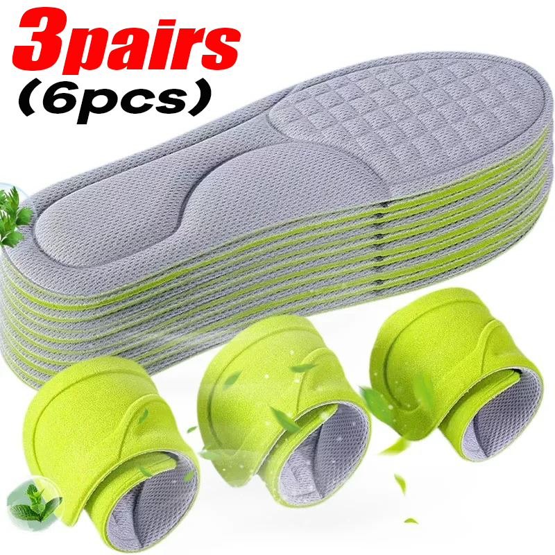 Plantillas ortopédicas de espuma viscoelástica Unisex, plantilla desodorizante, zapatos deportivos, absorbe el sudor, accesorios antibacterianos suaves, 1-5 pares: Verde / 0,5