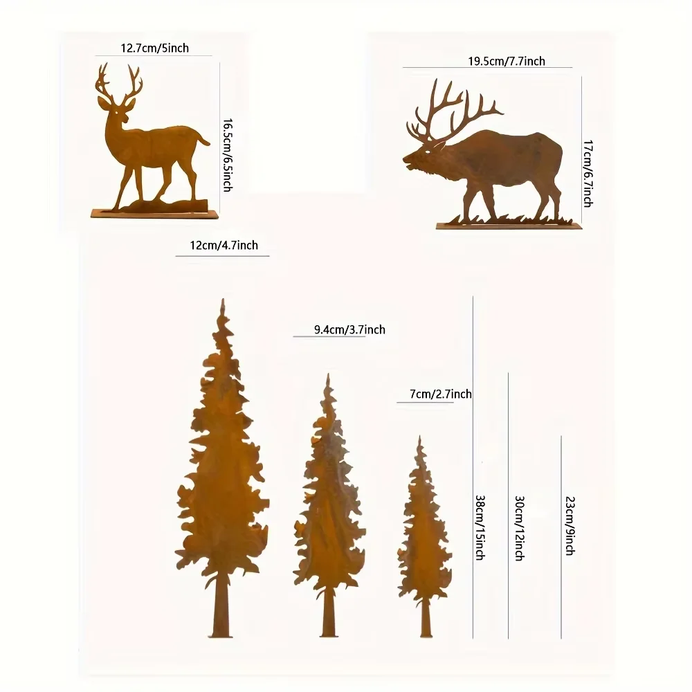 Ornements rustiques en forme d'épicéa et d'élan en métal : décoration et de chasse parfaits pour les décorations de Noël et du nouvel an!