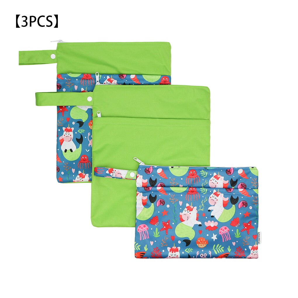 3 stücke Mehrweg Windel Beutel Reißverschlüsse Sanitär Pads Waschbar Nassen Beutel Windel Taschen Gedruckt Wasserdicht Wetbag Windel Taschen: B