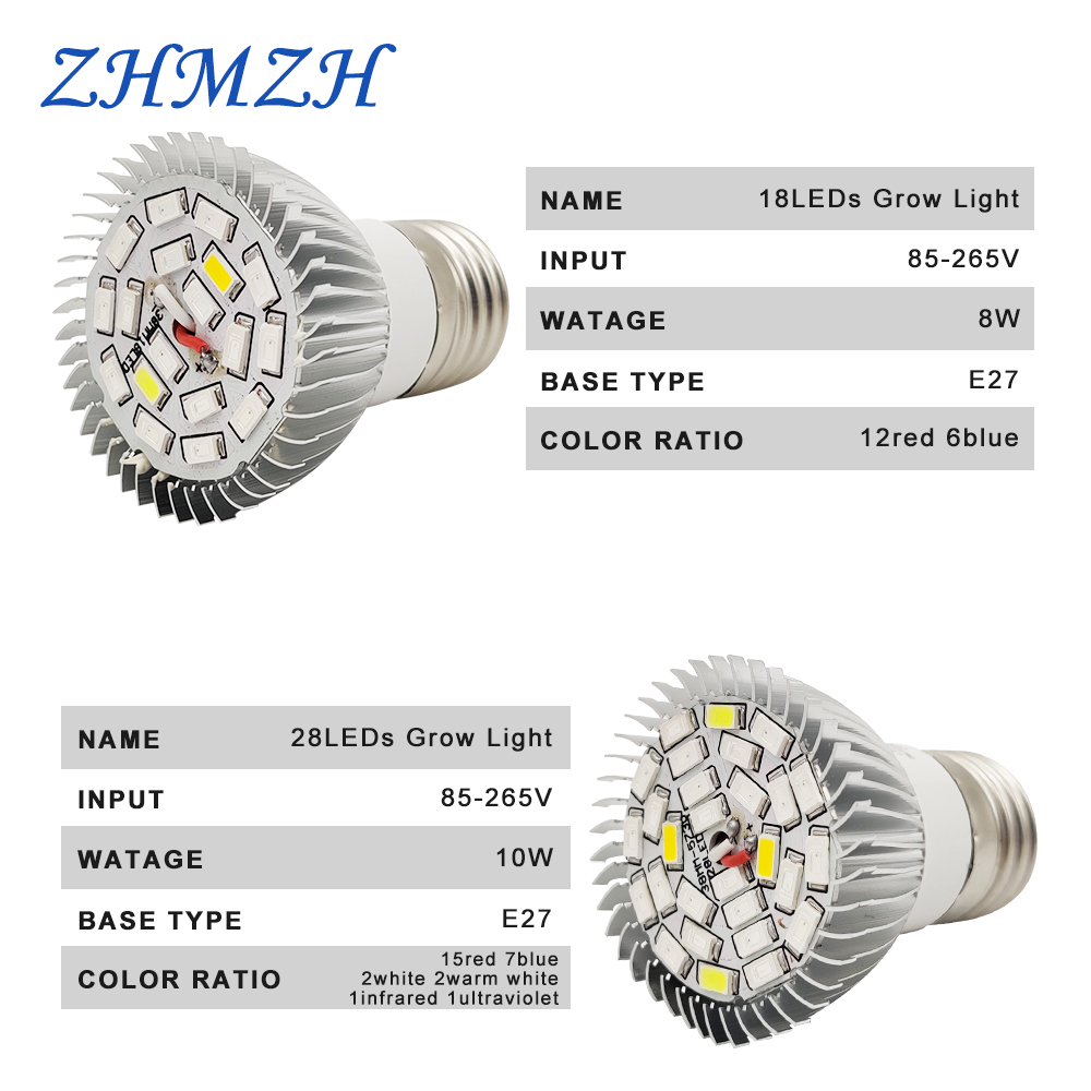 18LEDs 28LEDs Plant Growing Lamp Bulbs Growing Lights Full Spectrum Growth Lamps for Indoor Flower Potted Planting