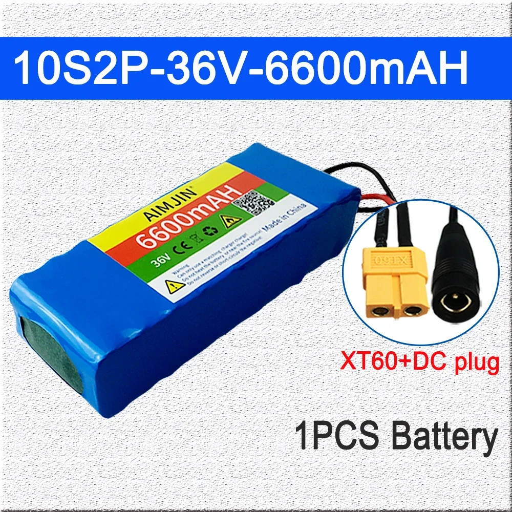 18650 10S2P 36V 6.6Ah Lithium Battery Pack Built-in BMS,For Electric 36V Scooter Bicycle: green