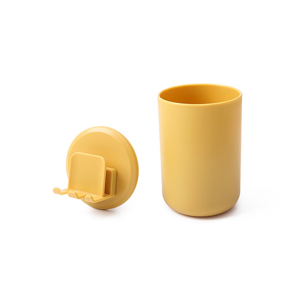 Soporte de plástico para cepillos de dientes con taza de Gargle, Ventosas para pared, estante, afeitadora, cepillo de dientes, dispensador de accesorios para baño: YELLOW