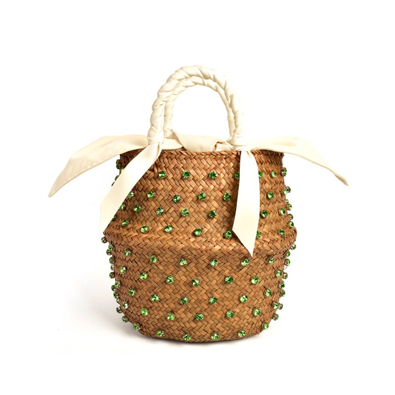 VIP acquista borsa da spiaggia per le vacanze estive con borse calde di design con borsa a secchiello intrecciata da donna con perle: Zucchero di canna