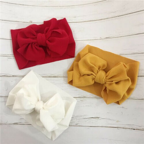Focusnorm Baby Girls Toddler Turban Solid Headband Hair Band Bow Accessories Headwear