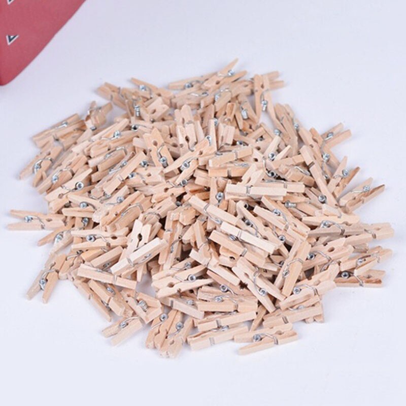 Mini broche de madera Natural para ropa, 50 Uds. X25 mm, papel fotográfico, pinzas para ropa, Color madera, artesanía, postal, decoración, Clip de pared de fotos