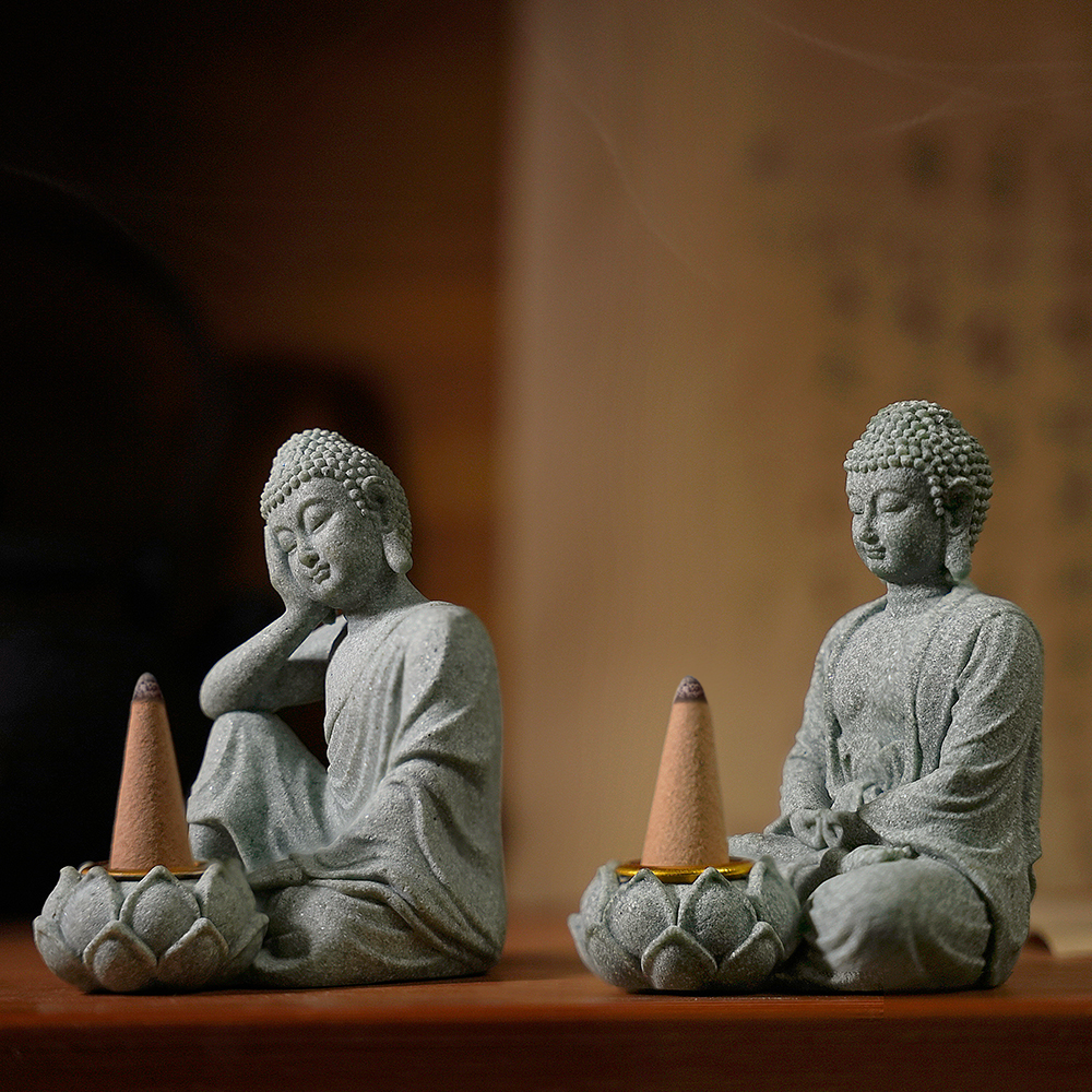 Husholdningsaromaterapidekorationer kinesiske ornamenter stue zen te skrivebordshåndværk lille siddende buddha skulptur
