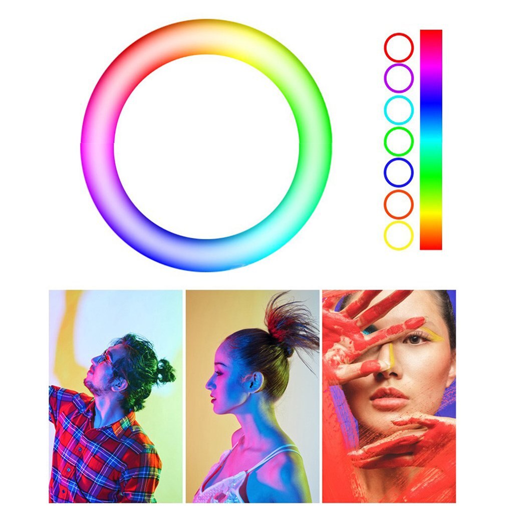 LED RGB Clip on Selfie Ring Light Rechargeable Battery ringlight for Smart Phone Camera Round Shape lighting hoops light ring