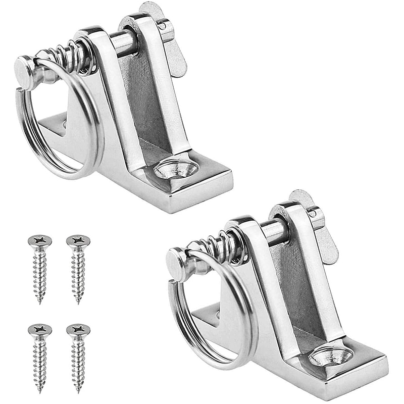 2 Pack Bimini Top 90°Deck Hinge with Removable Pin Marine Hinge Mount Bimini Top Fitting Hardware 316 Stainless Steel: Default Title