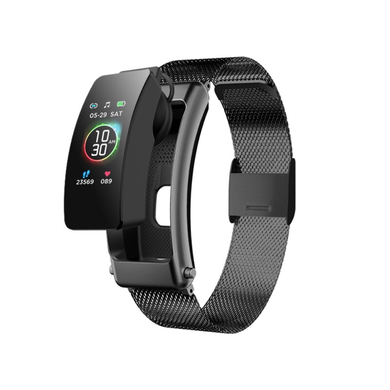 2022 K30 Draadloze Bluetooth Oortelefoon Smart Watch Gezondheid Tracker Stappenteller Fitness Armband Smart Polsband Bluetooth Headset: Black