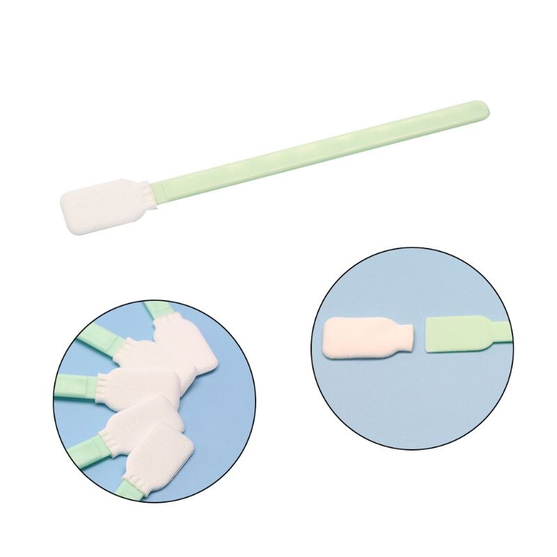 100Pcs/Set Double Layer Polyester Rectangular Head Cleaning Swabs Plastic Handle Dust-Free Industrial Paddle Sticks