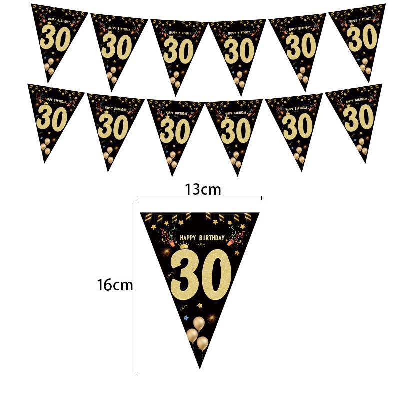 Zwarte Goud Gelukkige Verjaardag Banner 30 40 50 60 Jaar Verjaardag Banner Party Achtergronden Decoratie Volwassen Verjaardagsfeestje Decoraties: 30 years old