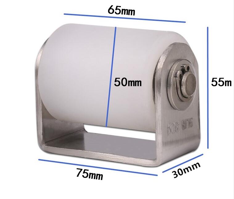50 x 65mm stålportrulle gummi toppføring gummi glidende rullesklie nylonhjul flekkfri stålbrakett