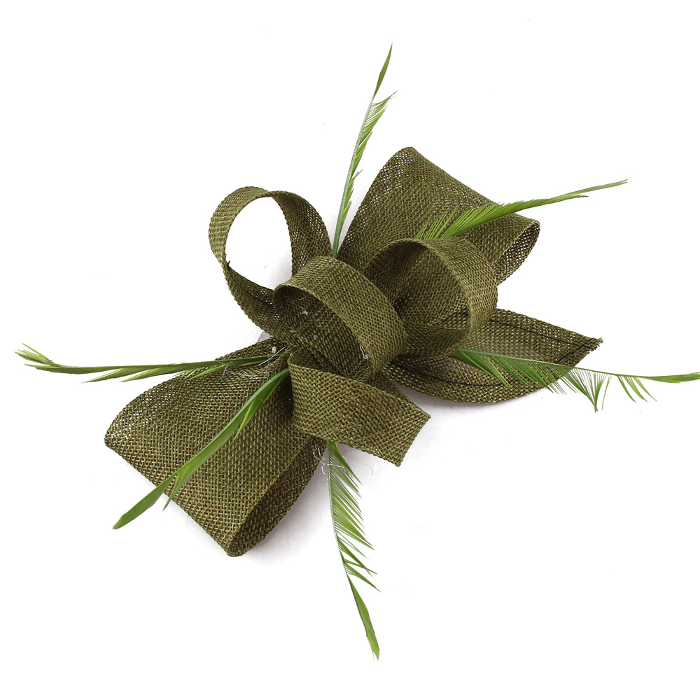 Nachahmung Sinamay Hochzeit Kopfbedeckung Braut Champagner Fascinator Hut Haarnadel mit ausgefallenen Federn Haarschmuck Damen Kopfschmuck