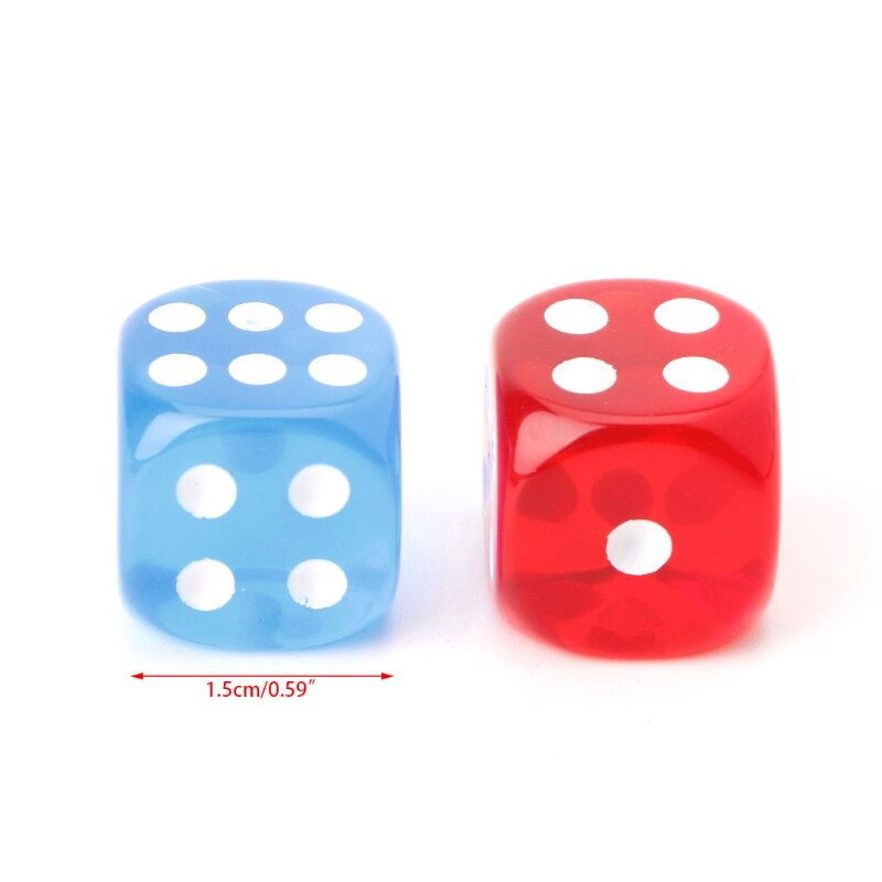 Sexsidigt 15mm transparent kub diceround hörnet bärbart bord spel spel 10 st / set