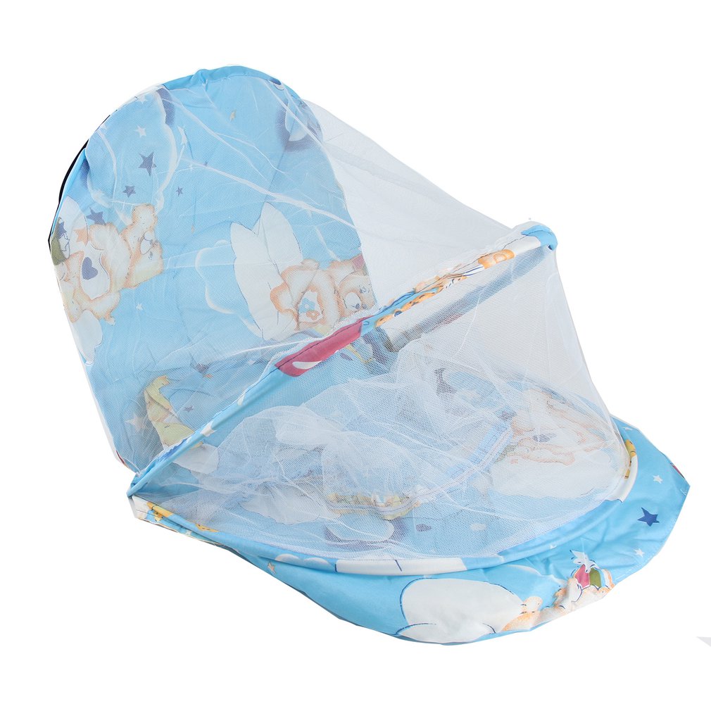 Opvouwbare Baby Katoen Gewatteerde Matras Zuigeling Kussen Bed Klamboe Tent Stand Kids Baby Bed Accessoires Opgehangen Koepel Vloer: blue