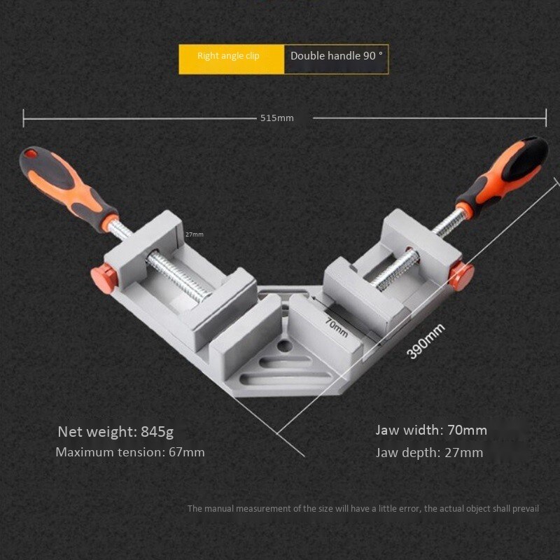 Double Handle Corner Clamp, 90 Degree Quick Release Corner Clamp for Welding, Wood-Working, Photo Framing
