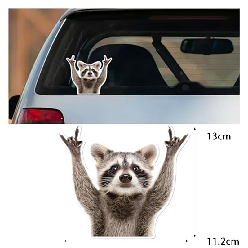 Schwingende Waschbär-Aufkleber, lustiger Waschbär, niedliche Autoaufkleber, 5,5 Zoll Aufkleber, Auto, Laptop, Stoßstangenaufkleber