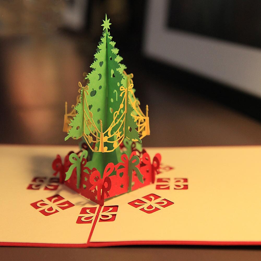 Kerst 3D up kaart 3D card kerstboom kan worden geschreven groeten kerstcadeaus moet
