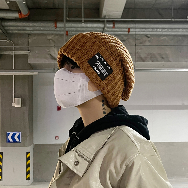 2023 degli uomini alla moda autunno e inverno cappelli lavorati a maglia di grandi dimensioni caldo freddo berretto cappello allentato grande testa articoli cappello di lavoro a maglia per gli uomini: esercito verde