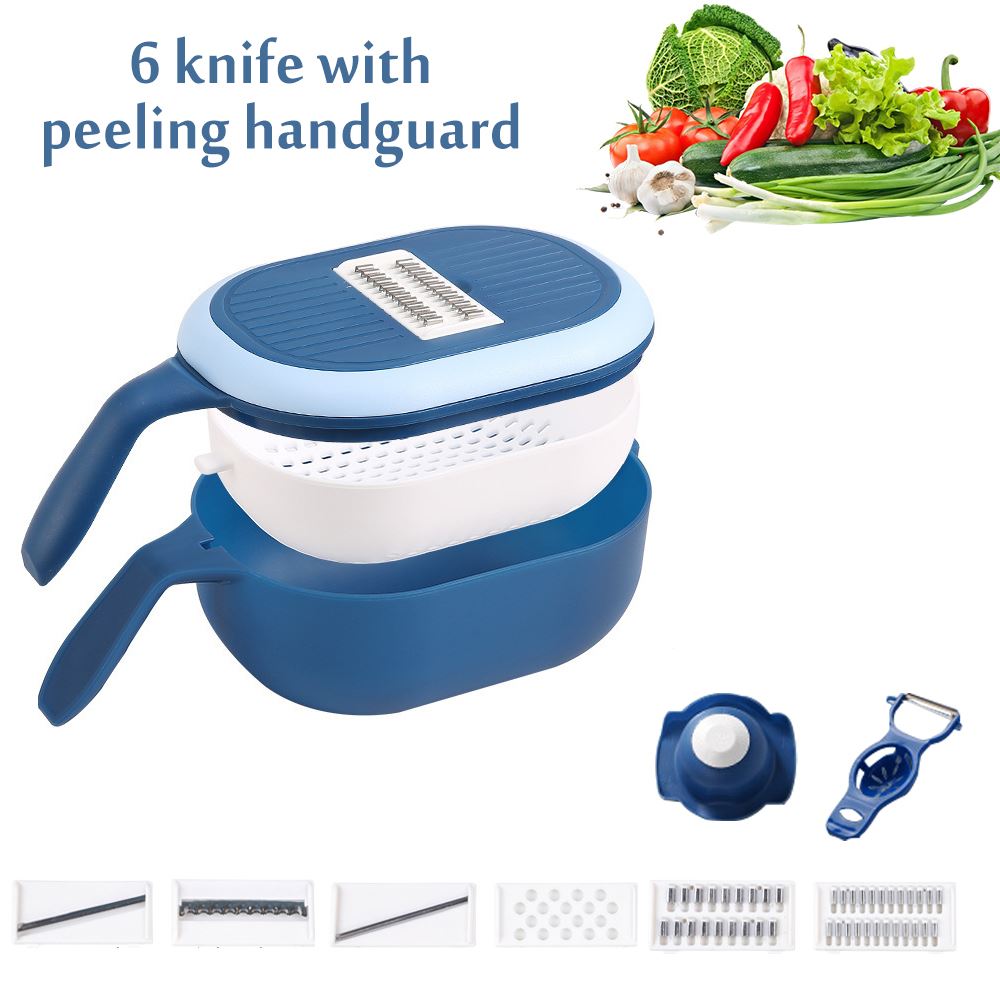 Multifunctionele groentesnijder gadget fruit aardappelschiller wortel kaasrasp groentesnijder afvoermand keukengereedschap