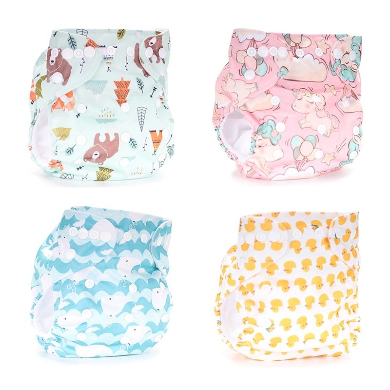 Baby tyg blöjor återanvändbara blöjor karaktär unisex baby vård byxor vattentät ficka tyg blöja baby shower