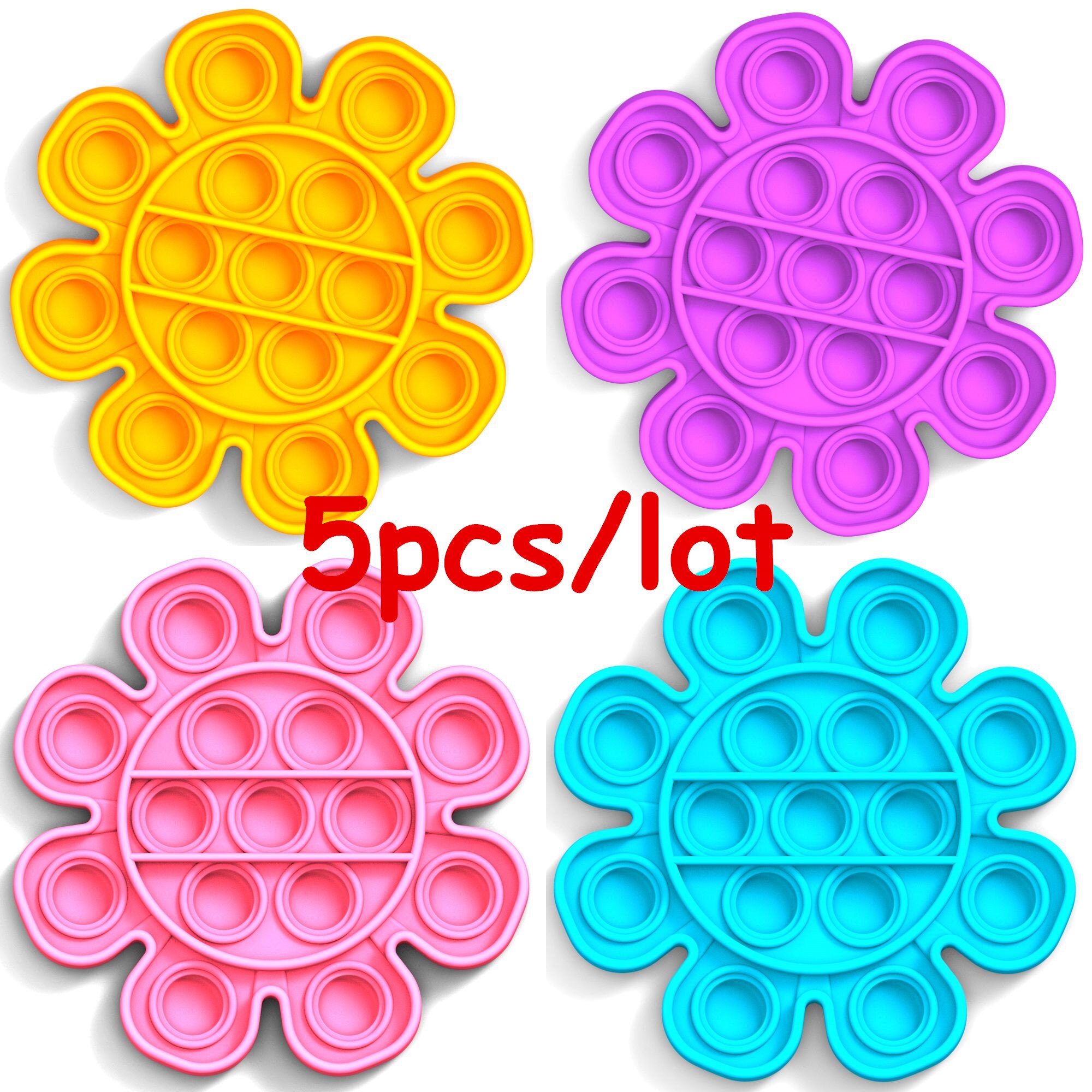 5Pcs/Lot Push Bubble Fidget Sensory Popsit Special Needs Stress Reliever Figet Toys Popit Stress Soft Squeeze Toy: Hua 5pcs