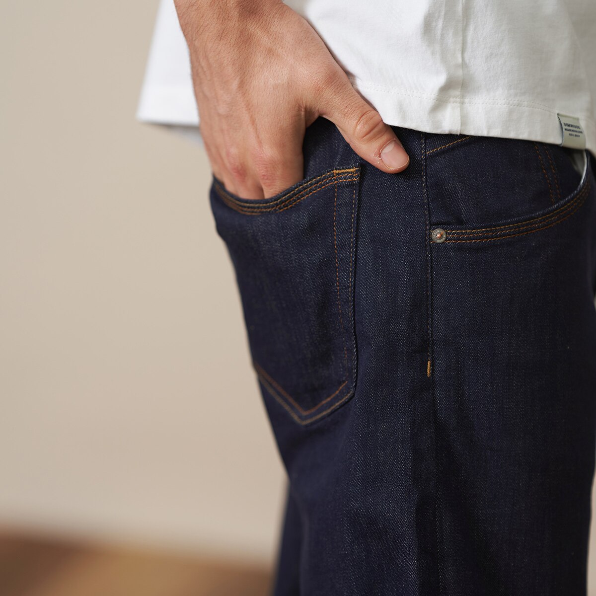 SIMWOOD 2022 Spring Summer Original Blue Comfortable Tapered Jeans Men Elastic Denim Trousers Plus Size Brand Clothing