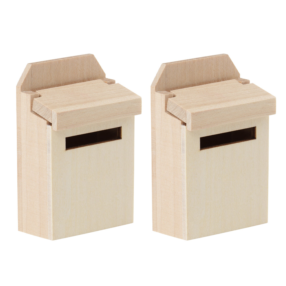 2pcs Mini House Mailbox Decorative Mailbox Model Doll House Decorations: Default Title