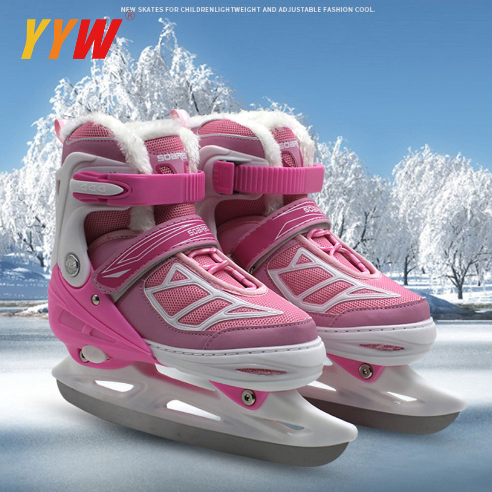 Patines de hielo ajustables para niños y adultos, zapatos de cuchillo de hockey sobre hielo, zapatos cálidos de hockey sobre hielo, patinaje de velocidad, Patin