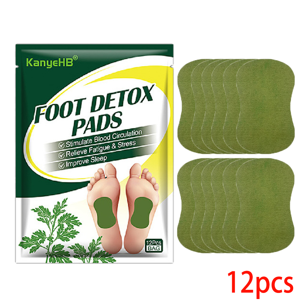 Detox Foot Patches Pads 12/24Pcs Natural Herbal Wormwood Artemisia Argyi Feet Body Toxins Cleansing Relieve Stress Help Sleeping: Light Grey