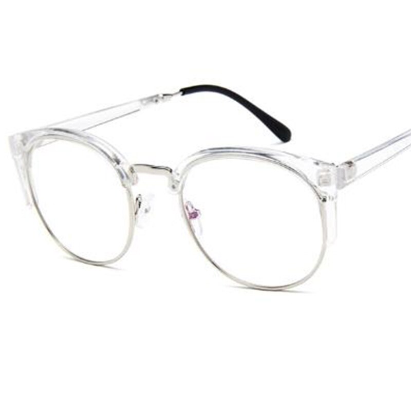 Jahrgang retro Halb randlose brille transparente rahmen runde klare linse gläser Frauen Männer optische rahmen Metall schlicht Gläser Klasse