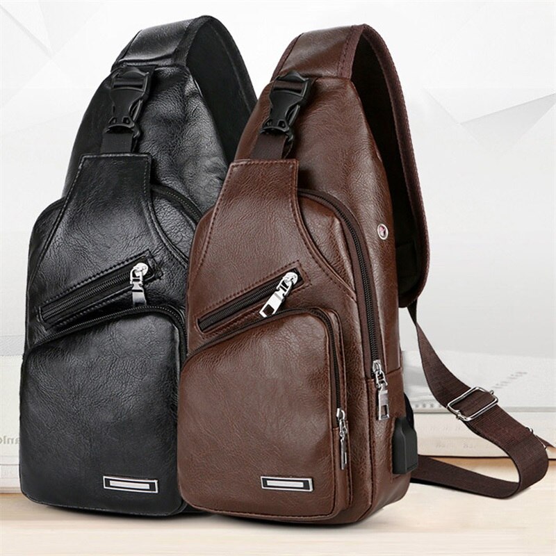 Crossbody Tassen Usb Borst Bag Messenger Bag Lederen Schoudertassen Diagonaal Pakket Back Pack Reizen