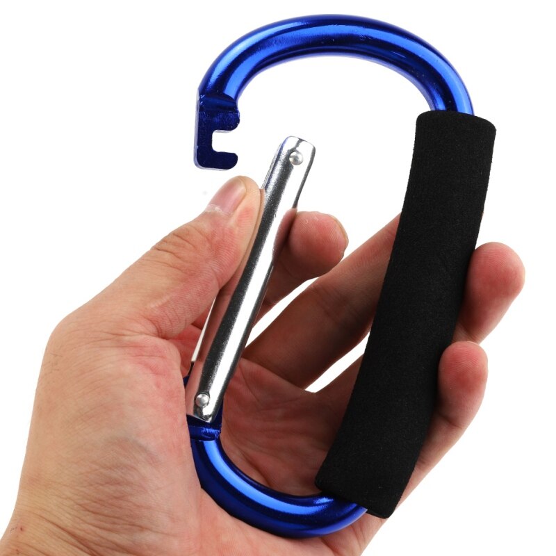 Mosquetón grande de aleación de aluminio en forma de D, gancho de llave de compras con mango suave para acampar al aire libre, senderismo, llavero con Clip mosquetón
