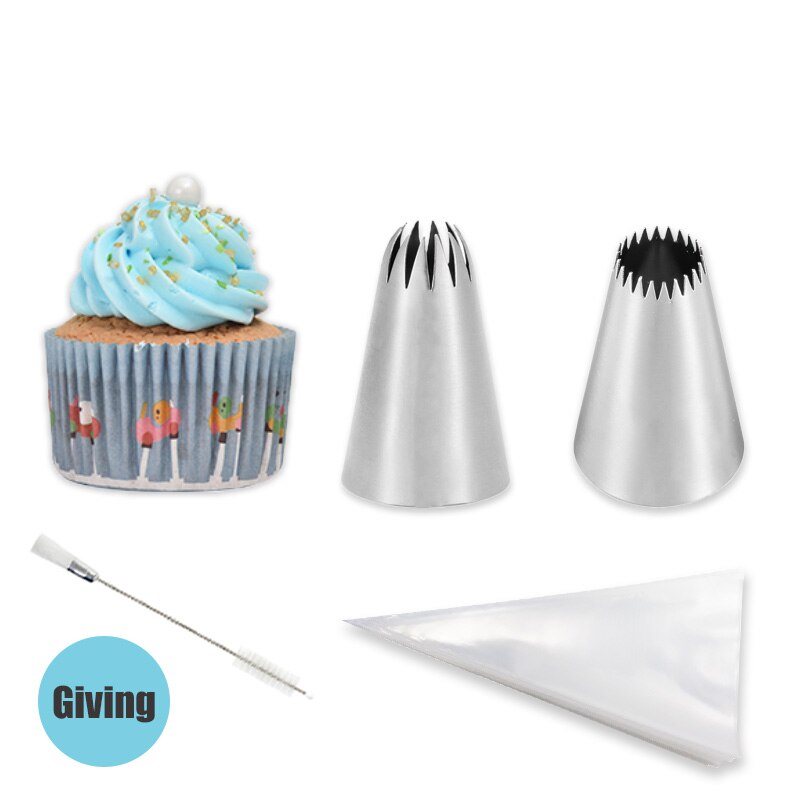 Cookies and Cake Pastry Nozzles Baking Supplies Kitchen Stainless Steel Cakes Decorating piping Tips Tool Cupcake Accessories: nozzle and bag