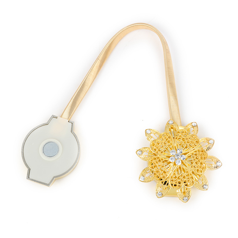 Magnetic Curtain Buckle Flower Decor Window Screening Tieback Clip Retractable Metal Strap Curtains Holder Accessories