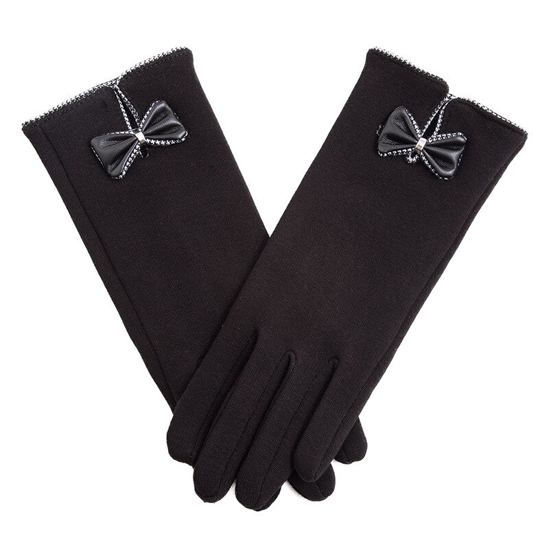Vrouwelijke Herfst Winter Niet-ge Ïnverteerde Fluwelen Kasjmier Volledige Vinger Warm Lace Hairball Handschoenen Vrouwen Katoen Touch Screen Handschoenen g82: D Black
