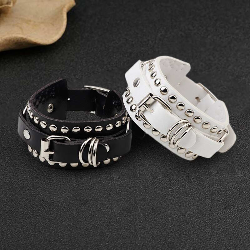 Mannen Mode Pu Lederen Punk Klinknagel Armbanden Mannelijke Hip Hop Straat Dagelijks Armband Sieraden