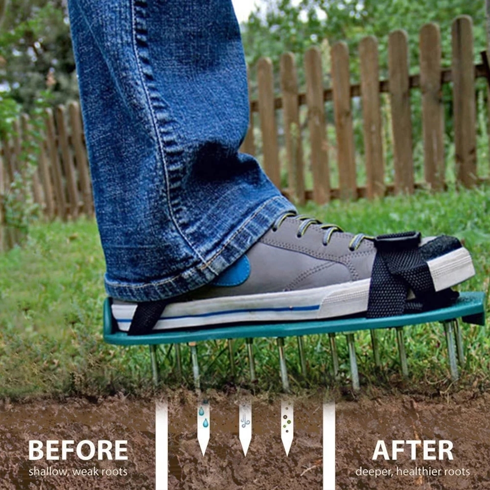 Aireador de césped revitalizante para jardinería, sandalias, zapatos de uñas, escarificador, cultivador de uñas, herramienta de jardín, 1 par