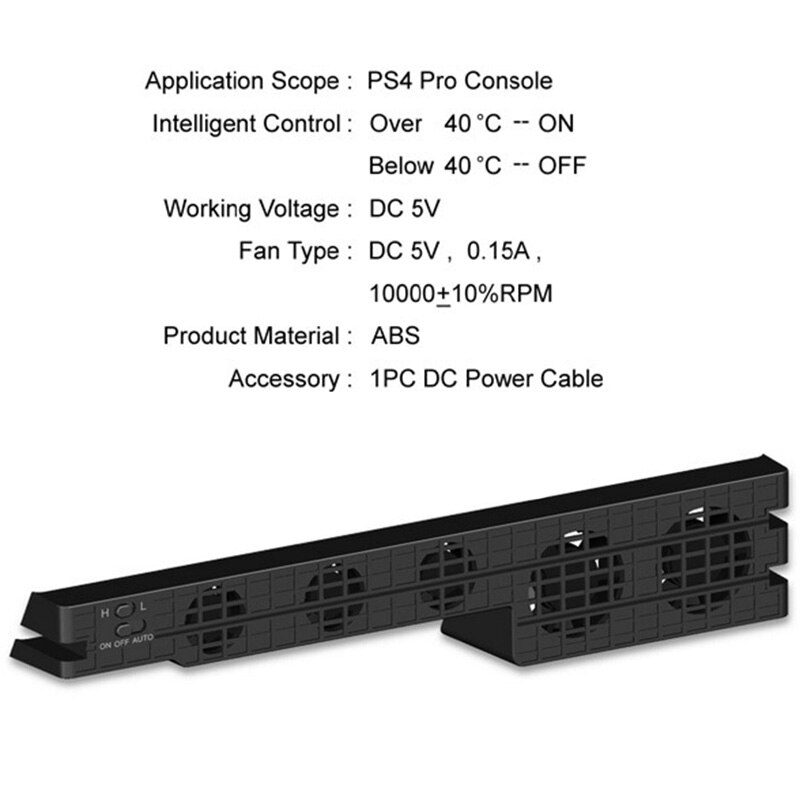 Ps4 Pro di Raffreddamento del dispositivo di Raffreddamento del Ventilatore Super Turbo di Controllo della Temperatura Con Cavo Usb Per Sony Playstation 4 Ps4 Pro Console Verticale stand