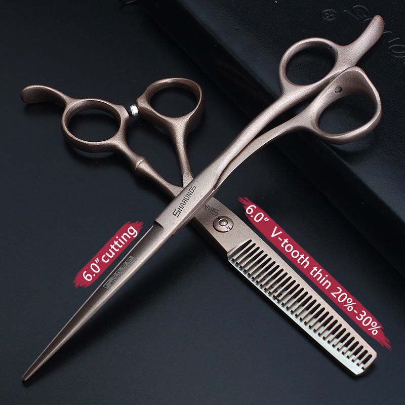 Professionelles Haarschneidescheren-einstellen, Friseurscheren, exklusive Friseur-Friseurscheren, 5,5/6/6,5-Zoll-Schneidwerkzeuge: Schokolade