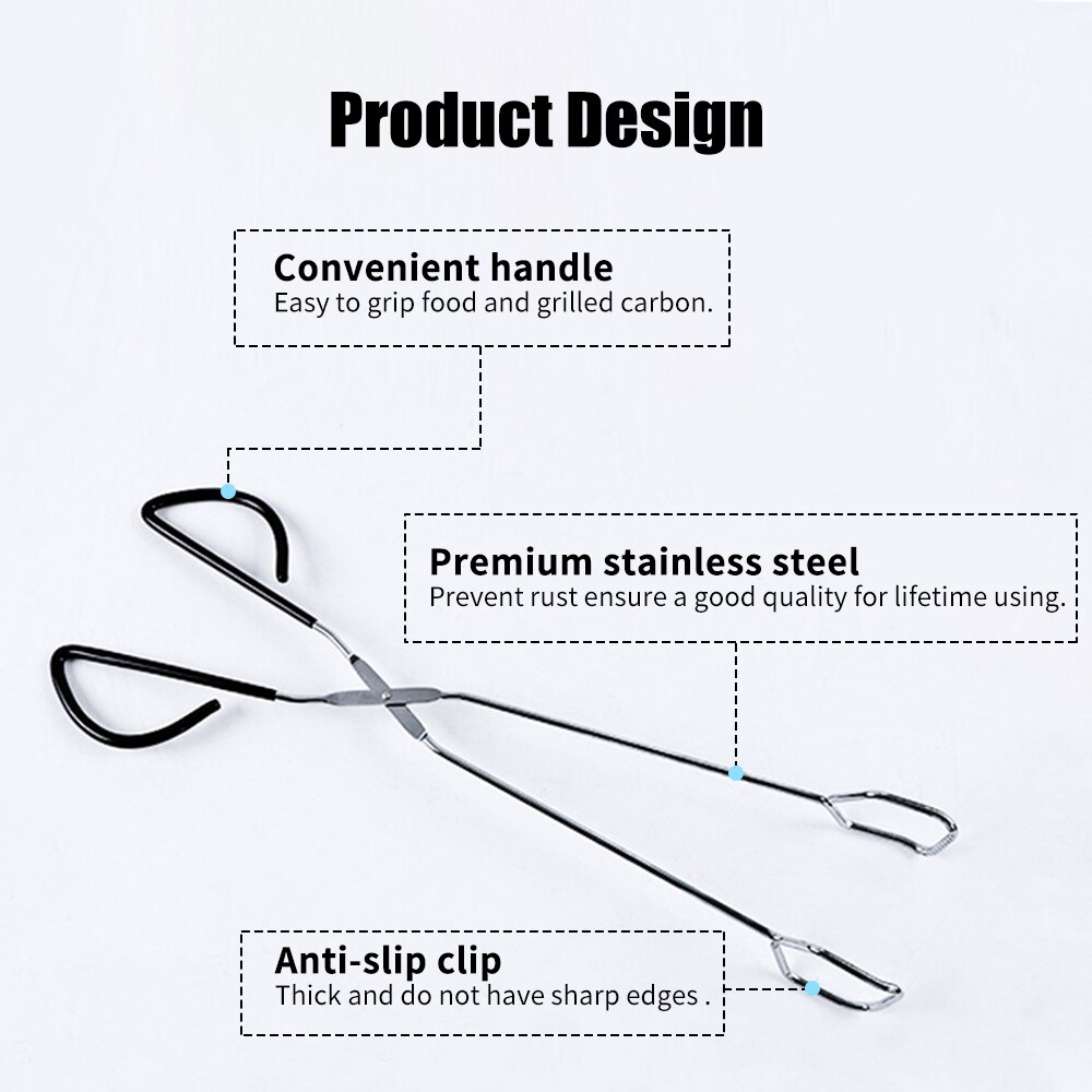 Scissor Tongs Barbecue BBQ Grill Pastry Tongs Baking Cooking Clamp Kitchen Food Scissor Tongs Stainless Steel Handles BBQ Tools