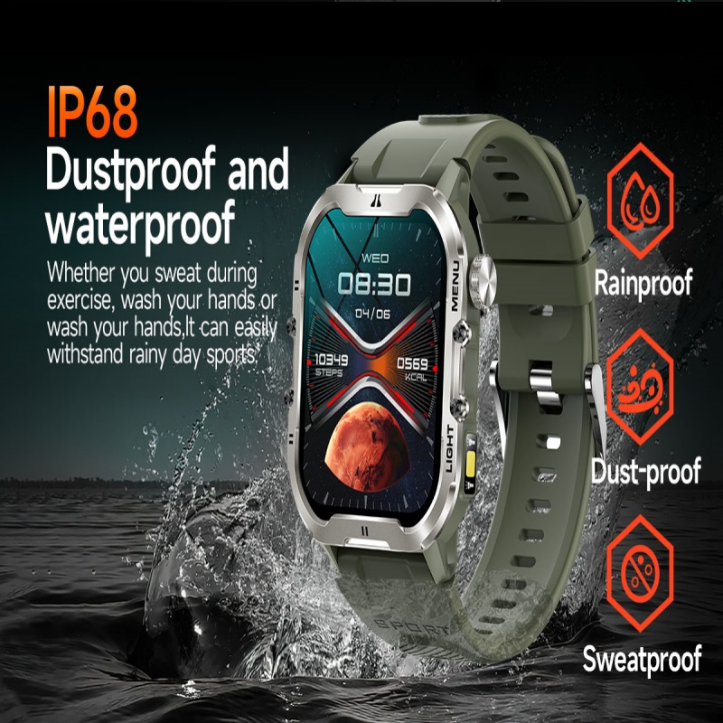 Xiaomi-Montre intelligente militaire pour homme, IP68, 3iko, sports de plein air, suivi de la condition physique, moniteur de santé, appel Bluetooth, , 2024