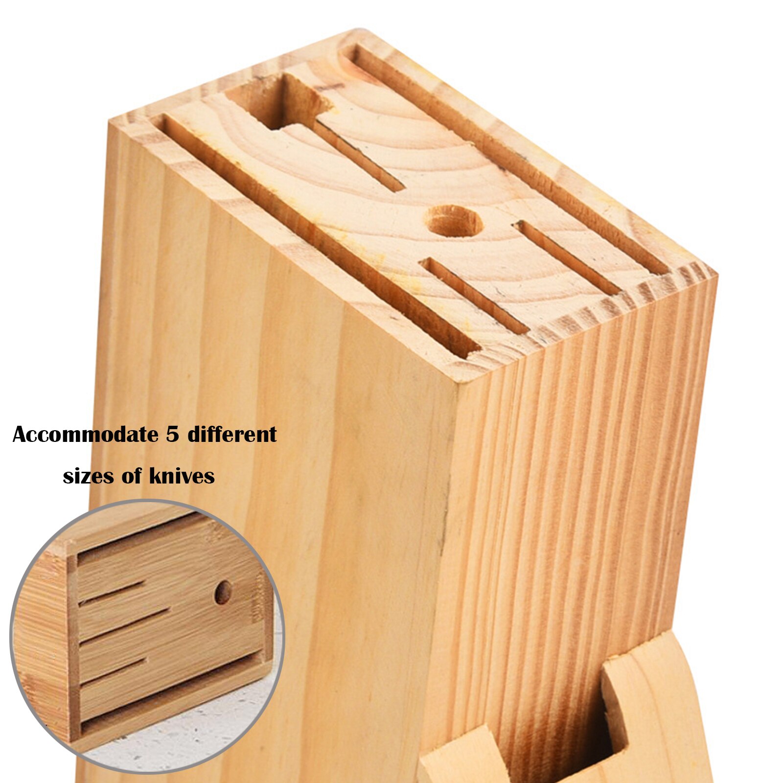 Universal Wooden Knife Block Holder Functional Bamboo Knife Block Stand Knives Storage Box Organizer Kitchen Accessories Tool