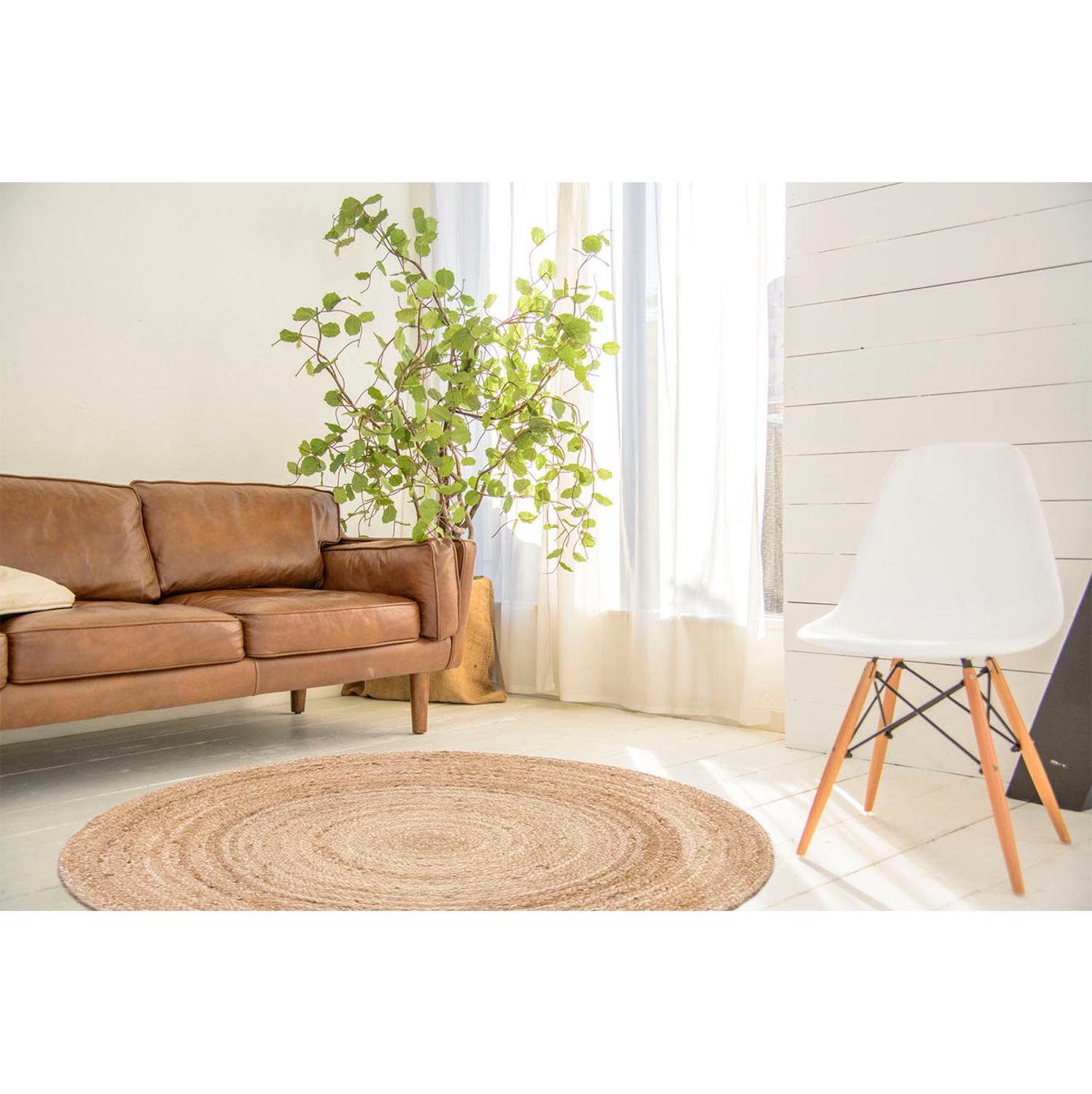 HAMID - Alfombra de Yute Alhambra Redonda 100% Fibra de Yute Natural, Suave, Tejida a Mano,Salón, Dormitorio, medida 100x100 cm