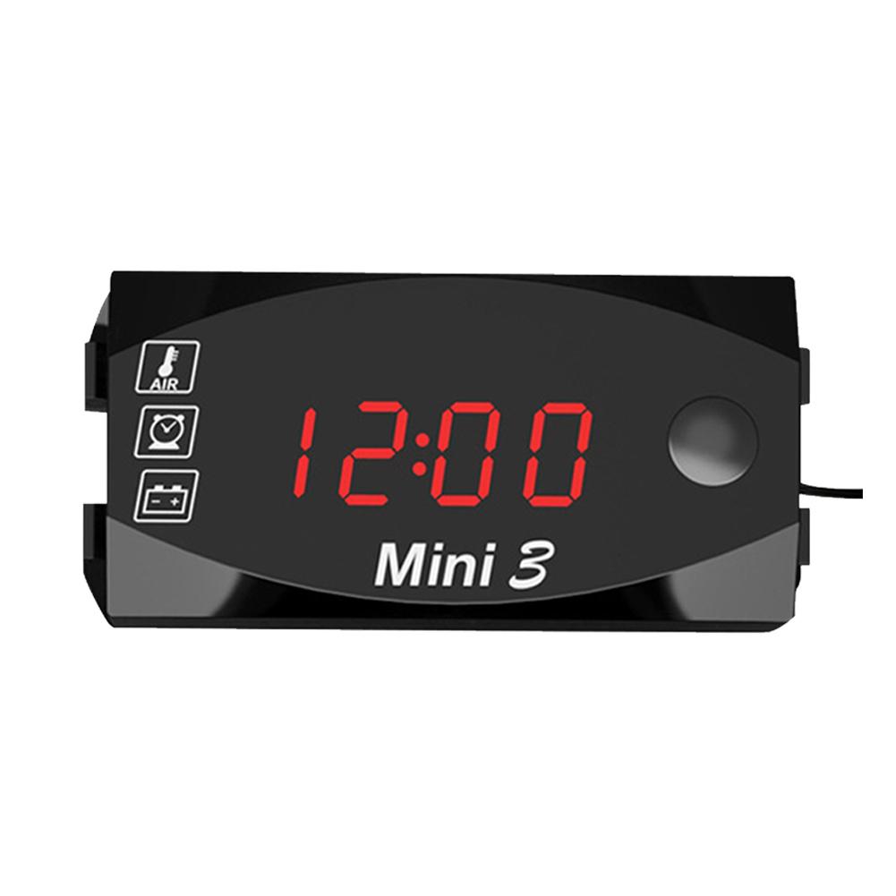 6 V-30 V Motorfiets Elektronische Klok Thermometer Voltmeter 3-in-1 IP67 Waterdichte LED Horloge Met universele Screen Digitale Display: Red