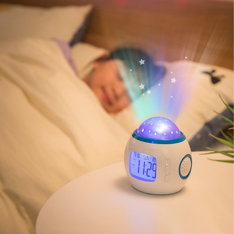 Baby Kids Music Projection Alarm Clock Sky Star Children Toys Light Up Glow In The Dark Children Christmas Bedroom Decor