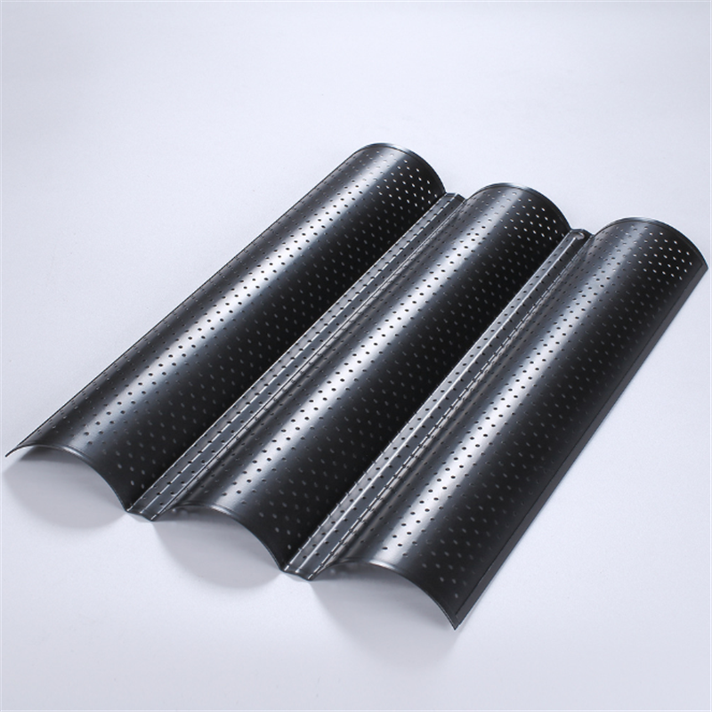 Amoliy French Stick Mould Carbon Steel 2/3/4 Groove Long Baguette Bread Baking Tray Mold Baguette Bake Mold Pan Bakery Tools: 3 Groove Black