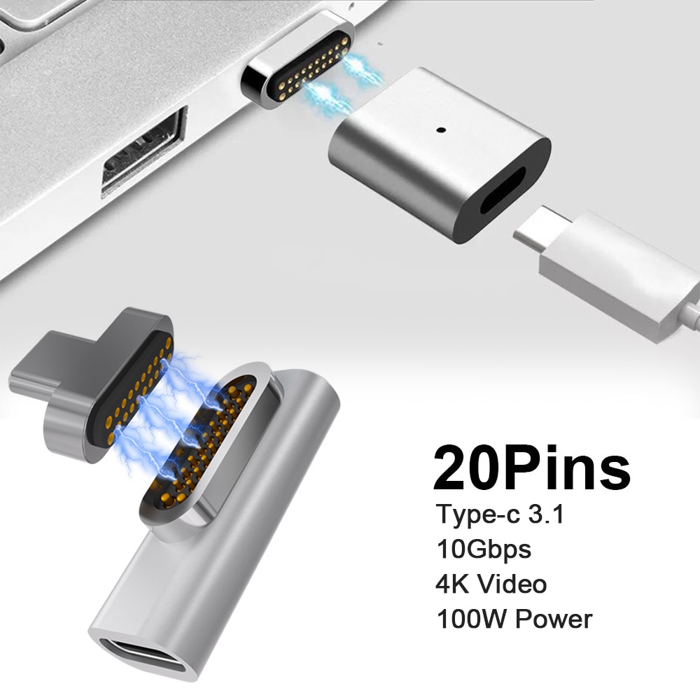 20 Stifte Magnetische USB C Adapter Typ C Stecker PD 100W schnell aufladen Für MacBook Profi Pixel samsung S10 Huawei