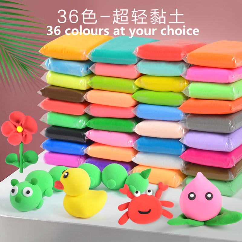 36 kleuren Playdough Air Droge Klei Polymeer Caly Gereedschap Modellering Licht DIY Plasticine Leren Kinderen Speelgoed Plasticine Zachte Blauwe Klei